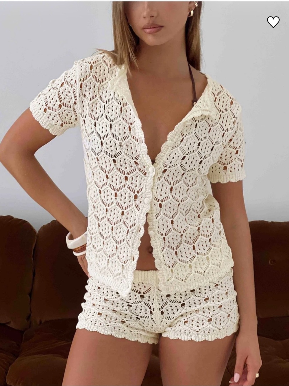 Princess Polly Sun Still Shines Crochet Set Cream